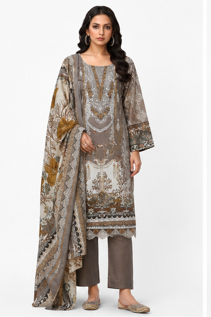 Ibaad Prints Women's Premium Cotton Printed Straight Kurta Set with Dupatta